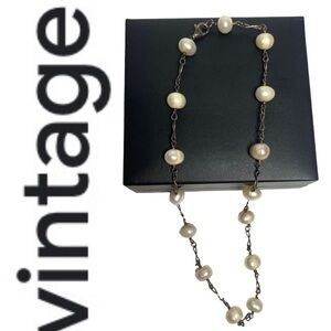 Vintage 90’s BlueFish Sterling Silver Pearl Necklace